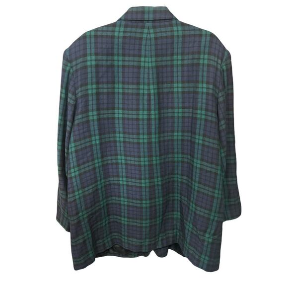 Elizabeth Liz Claiborne Blazer 20 Black Watch Plaid Wool Sport Coat Vintage - Picture 2 of 6